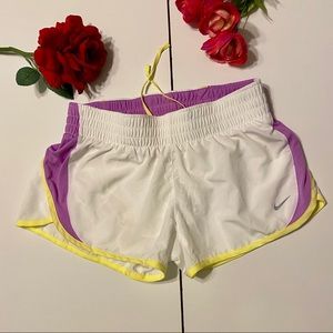 Nike Dri-Fit White Purple Yellow Running Shorts Sm